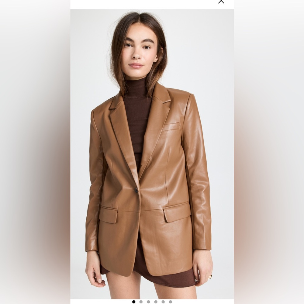 Caramel brown faux leather blazer - NWOT